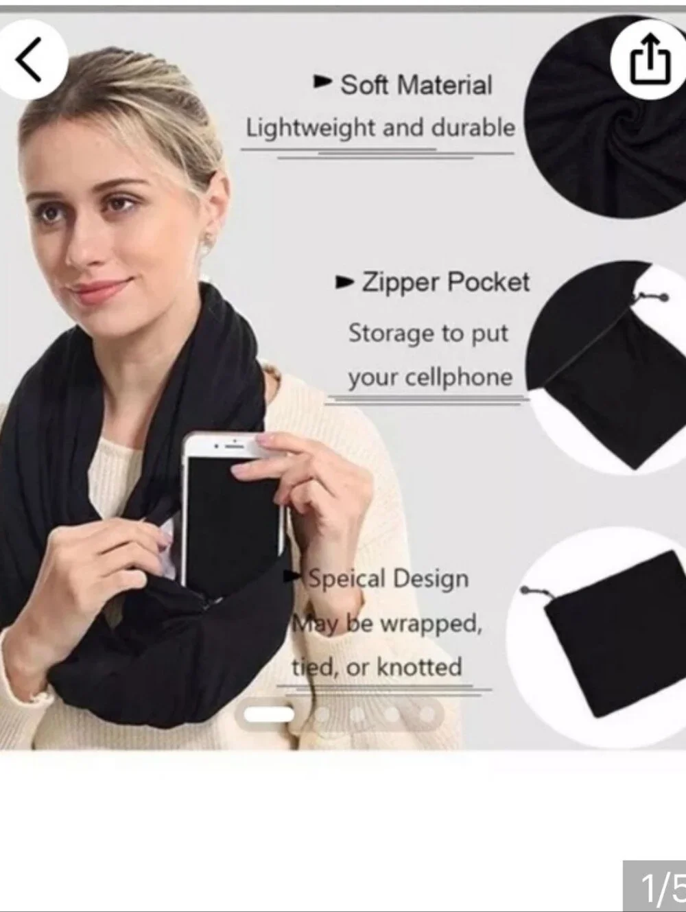Beyond Yoga Hidden Pocket Infinity Scarf.